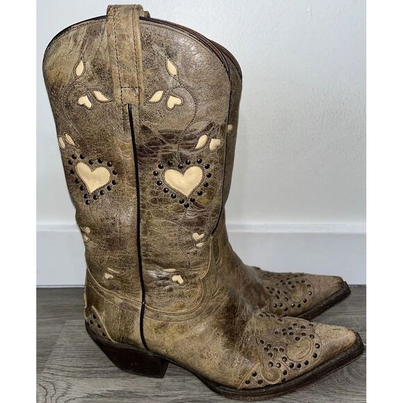 Eight Second Angel Belle Heart Boots Brown Size 7.5 Leather Women's - Picture 3 of 12